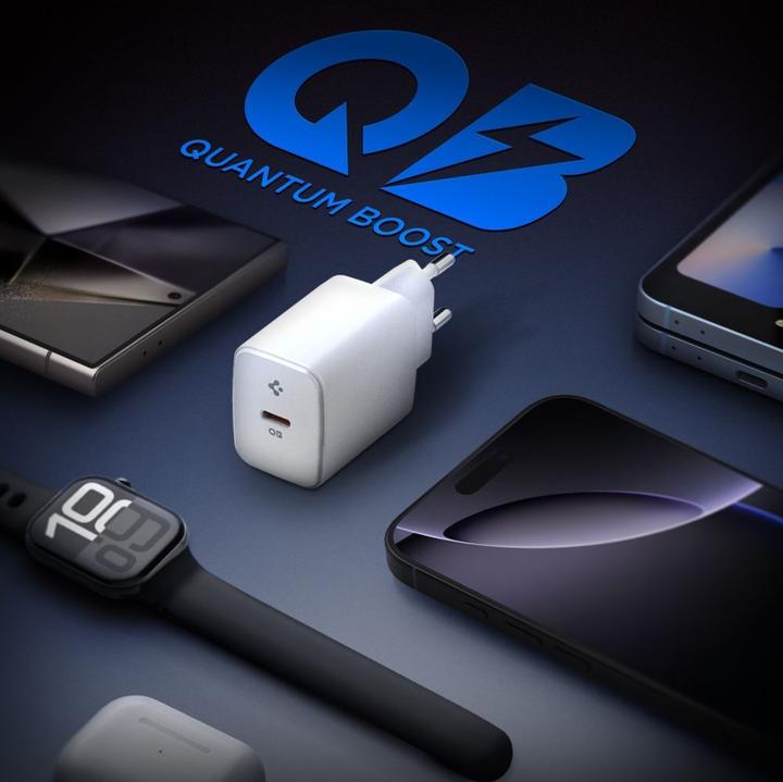 Actual product image Spigen - Wall Charger Essential (EE201EU) - Type-C, GaN, Fast Charging, PD20W, Quantum Boost - White (20 W)