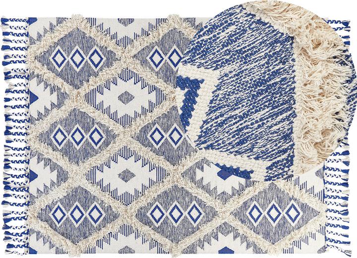Immagine prodotto Beliani Tappeto in cotone 140 x 200 cm Beige e Blu MANAVGAT Lumarko. (140 x 200 cm)