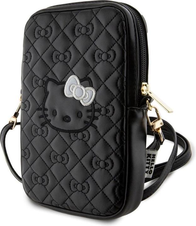 Immagine prodotto Hello Kitty Custodia a tracolla in pelle PU Qulited - nero (Apple iPhone 16)