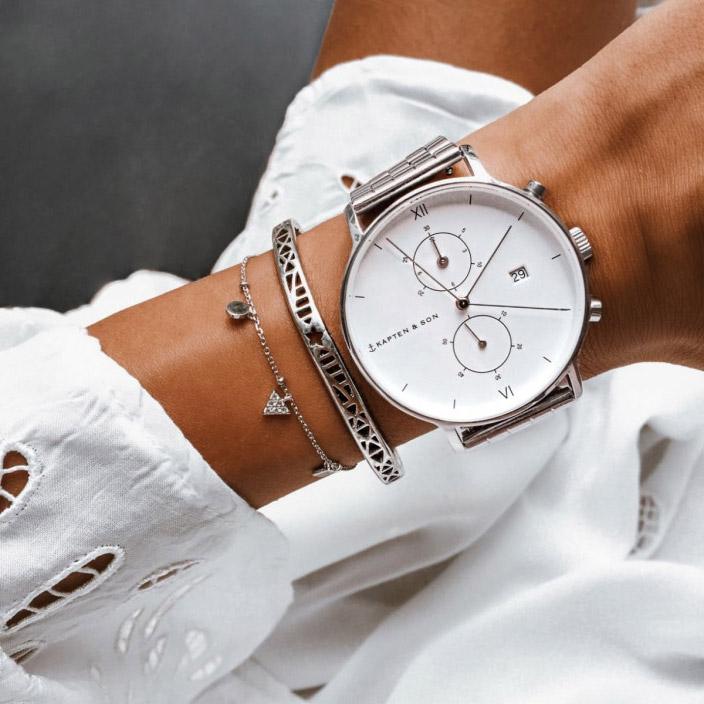 Produktbild Kapten & Son Chrono Silver Steel (Analoguhr, Swiss Made, 37 mm)