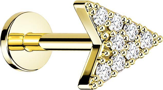 Produktbild Star Piercing Micro Labret Innengewinde vergoldet Pfeil mit Kristall (Messing, Chirurgenstahl 316L)