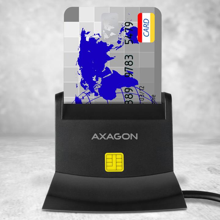 Actual product image Axagon CRE-SM2 USB Smart Card and SD/microSD/SIM Card Reader - USB 2.0 (USB 2.0)