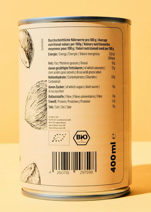 Valeurs nutritives et ingrédients KoRo Lait de coco bio allégé en matières grasses (12 x 40 cl)