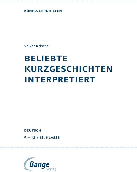 Actual product image Beliebte Kurzgeschichten interpretiert (German, Volker Krischel, 2015)