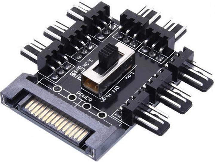 Image du produit PowerGuard Carte d'alimentation PC 8 ventilateurs (3pin, 12V) vers SATA
