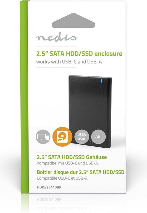 Immagine prodotto Nedis Custodia per disco rigido 2,5" | USB 3.2 Gen1 | USB Type-A / USB Type-C™ | Notebook / PC | Alluminio (2.5")