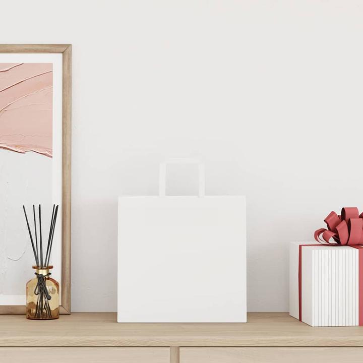 Actual product image VidaXL Kraft paper bags 50 pcs. with handle white 26x17x25 cm paper bag (Gift bag, 50 x)