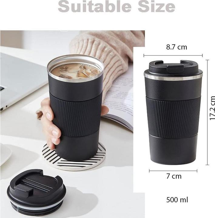 Produktbild ASMI Edelstahl Kaffeebecher, Thermobecher, Auto-Tumbler-Becher, 500ml (0.50 l)