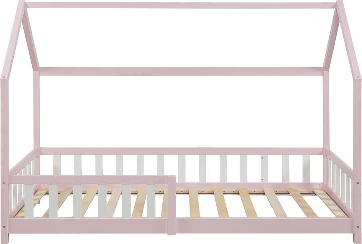 Produktbild En.Casa Hausbett Hesel mit Matratze und Rausfallschutz 90x200cm Rosa (90 x 200 cm)