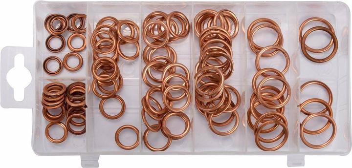 Produktbild Yato Profi Kupfer O Ring Set, 95 Stück in Sortiments-Kasten, runde Ausführung, 8,4 – 20,2 mm, für hö