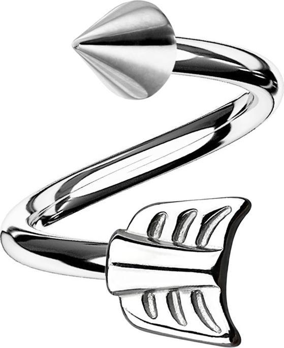 Produktbild Star Piercing Micro Spirale silber mit Cone und Pfeil (ohne Messing, Chirurgenstahl 316L)