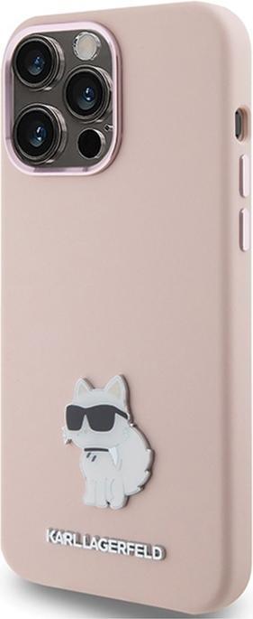 Actual product image Karl Lagerfeld KLHCP15LSMHCNPP iPhone 15 Pro 6.1" różowy/pink Silicone Choupette Metal Pin (Apple iPhone 15 Pro)