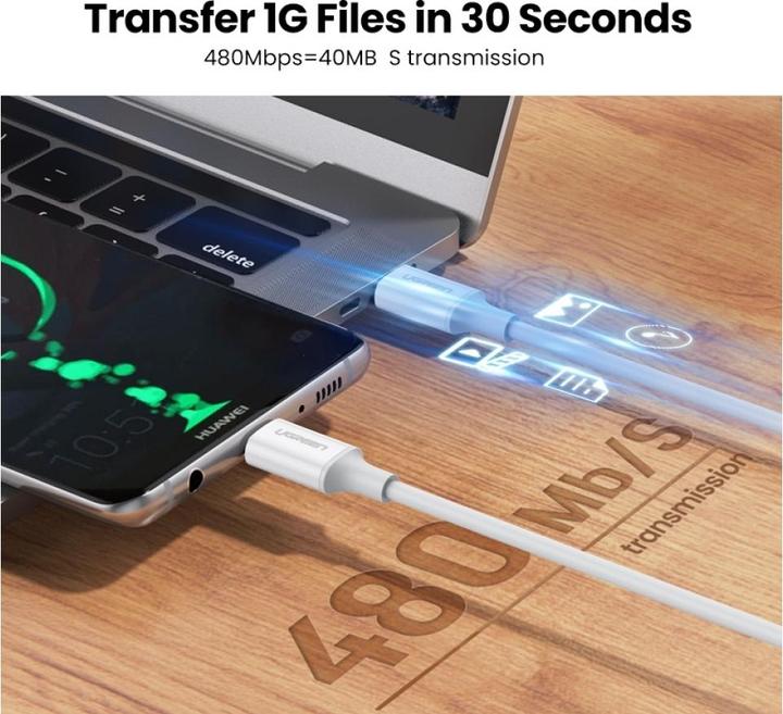 Image du produit Ugreen USB-C Power Delivery QC 3.0 20V 3A 60W (1 m, USB 2.0)