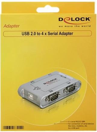 Actual product image Delock Serial Hub 4-Port 1x USB 4x D-Sub9 external (USB-A, USB-B, 4 Ports)