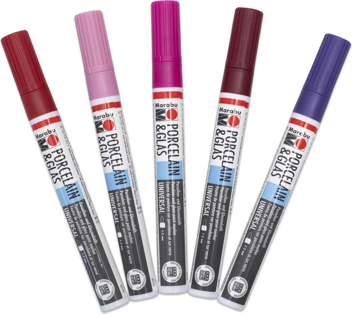Actual product image Marabu Porcelain and glass painting pencil (Violet, Red, Crimson, Rose, Lilac, 5 x)