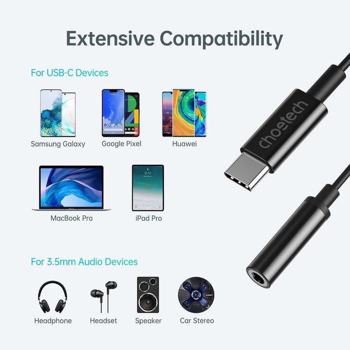 Produktbild Choetech 3.5mm Klinke – USB C (Headset-Adapter)