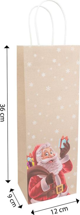 Produktbild Idena Flaschentasche Weihnachten Santa mehrfarbig 12x9x36cm (Geschenktüte)