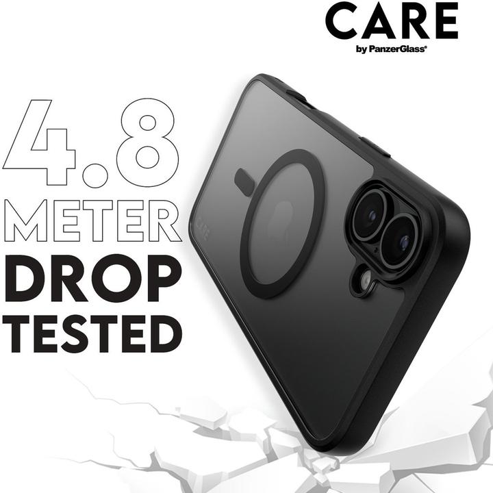 Produktbild PanzerGlass CARE by ® Flagship Case Transparent Urban Combat m. Schwarz Rahmen & MagSafe iPhone '24 6 (Apple iPhone 16 Plus)