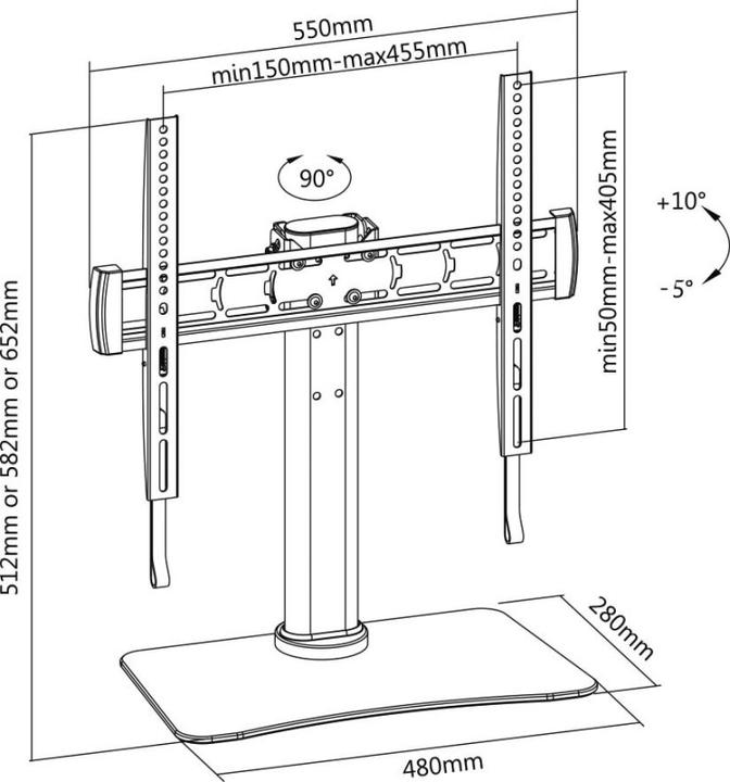 Immagine prodotto E+P TH144 supporto TV nero inclinabile+swivel 32"-47" max 40kg (47", 40 kg)