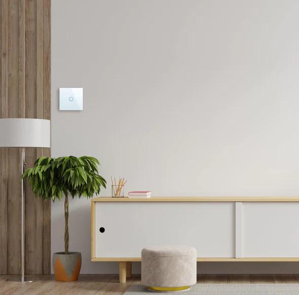 Produktbild Spring One Gang, One Way Touch Switch, Glass White