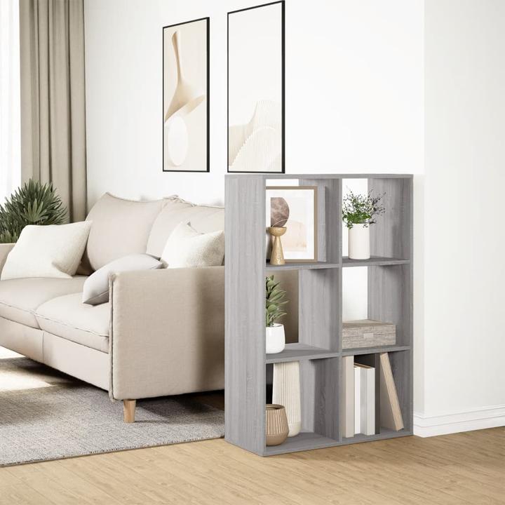 Image du produit VidaXL Séparation de pièce Bibliothèque Étagère sur pied Étagère de bureau Étagère cubique Gris Sonoma (69.5 x 29 x 103.5 cm)