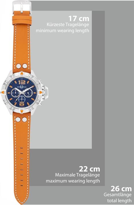 Image du produit Spears & Walker Montre à quartz Varus II en cuir véritable Cognac - 34106 (Chronographe, 49 mm)