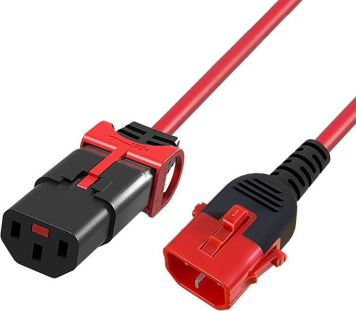 Powercord C13 - C14 Dual IEC LOCK red 3 m (3 m)