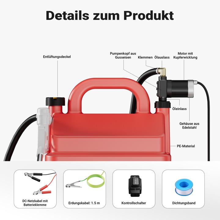 Produktbild Wiltec 60l mobile Tankanlage 12V Pumpe Kraftstoffbehälter Diesel Benzin Kanister