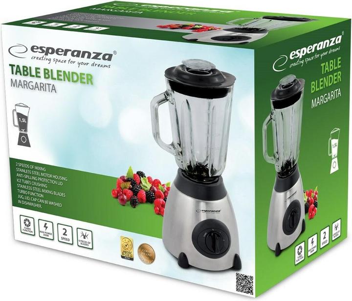 Immagine prodotto Esperanza EKM020 Frullatore 500W 1 5 l Inox / Nero (500 W)