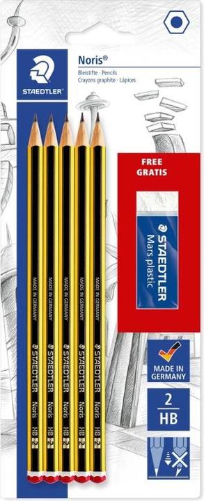 Staedtler Pencil + eraser blister card (HB, 5 x)