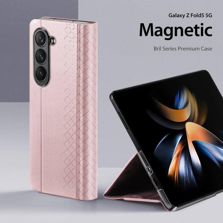 Produktbild Dux Ducis Samsung Galaxy Z Fold5 5G Bril Wallet Flip Ledertasche - Rosa (Samsung Galaxy Z)