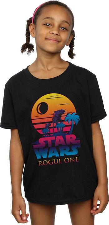 Actual product image Star Wars Girls Rogue One Logo Sunset Cotton T-Shirt (140, 146)