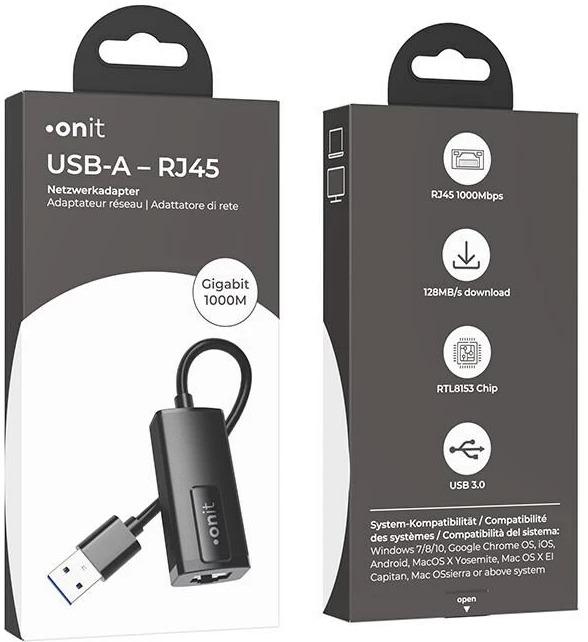 Actual product image Onit Netzwerk-Adapter USB-A – RJ45 (USB 3.0, RJ45 (1x))