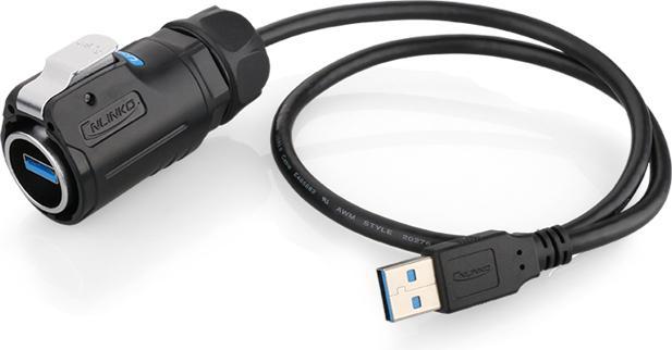 Image du produit Cnlinko Câble USB étanche pour signaux USB 3.0 avec IP67 pour -20°C à +80°C 3 mètres (3 m)