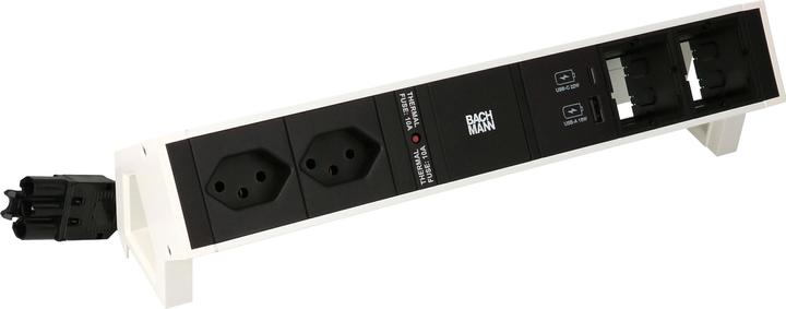 Immagine prodotto Bachmann DESK 2 striscia di prese da tavolo, 2x T13, 1x USB A/C, 2x Custom (2 x, Tipo 13, USB-A, USB-C, 0.20 m)