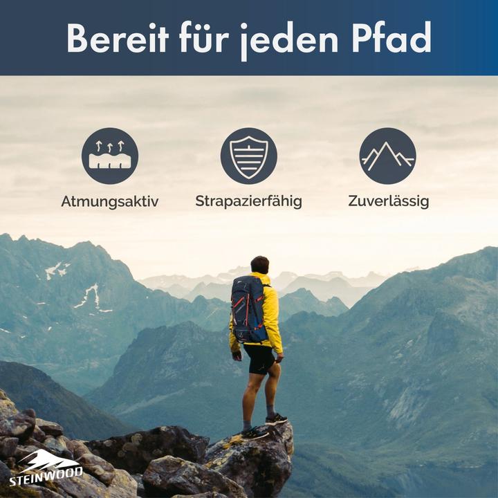 Immagine prodotto Steinwood Zaino da trekking 35L - Idrorepellente, con copertura antipioggia e ventilazione posteriore (35 l)