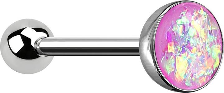 Actual product image Star Piercing Barbell silber mit Kugel und Kugel Opal violett (without brass, Surgical steel 316L)