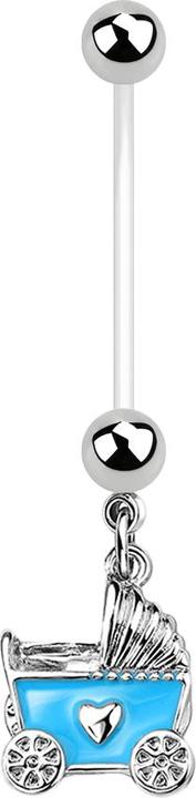 Immagine prodotto Star Piercing Banana trasparente con due palline argento Ciondolo carrozzina blu (Ottone, Bioflex, Acciaio chirurgico 316L)