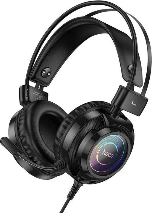 Actual product image Hoco Wired headphones wire headphones USB A + Jack 3,5 mm with microphone gaming W110 2 m black (Cable)