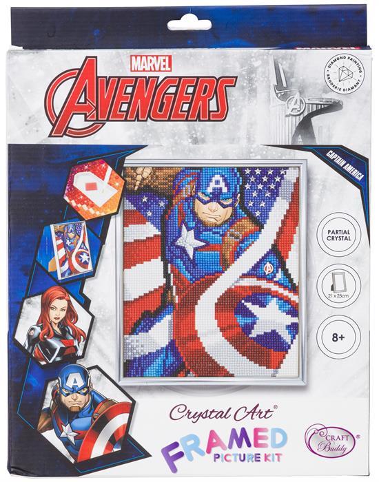 Image du produit Craft Buddy Captain America, 21x25cm image avec cadre Crystal Art