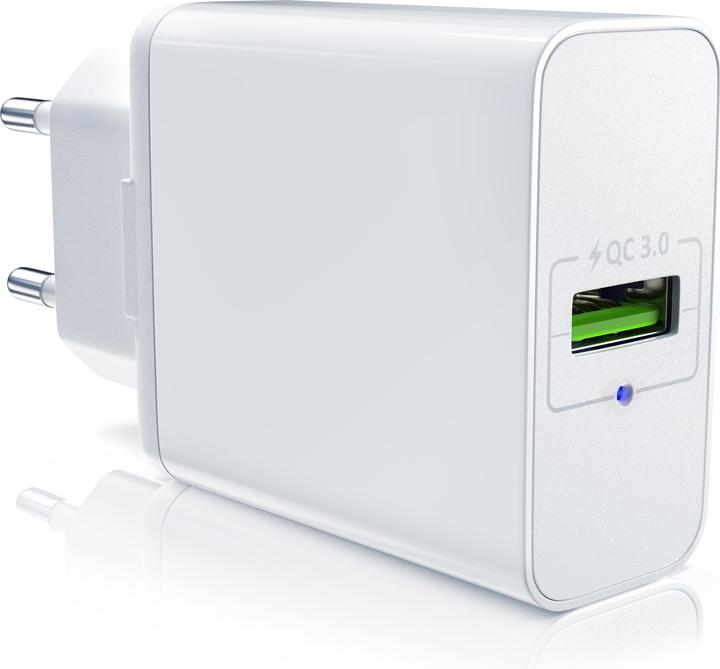 Produktbild Aplic USB Ladegerät 3000 mA, Netzteil mit Schnellladefunktion, Quick Charge 3.0, Smart Charge, weiss (18 W)