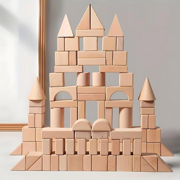 Actual product image Milkii Beech wood building block set, 100 pieces