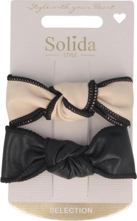 Actual product image Solida Hair clips with imitation leather bows (2 pcs.)