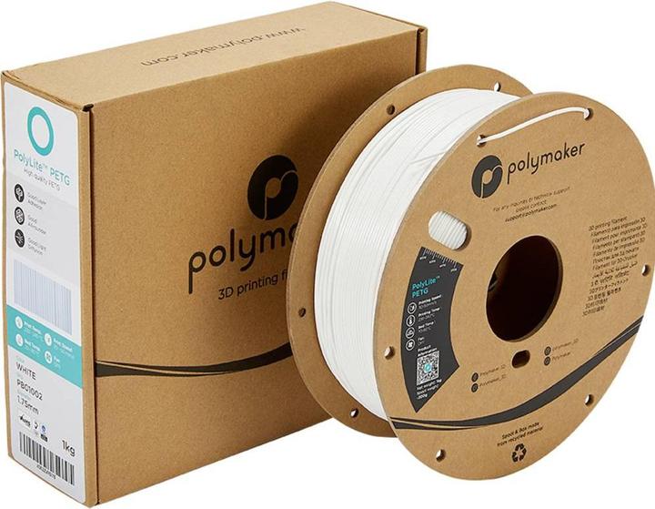 Produktbild Polymaker PolyLite PETG V2 - White - 1.75mm (PETG, 1.75 mm, 1000 g, Weiss)