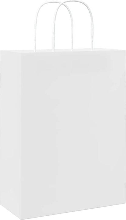 Immagine prodotto VidaXL Sacchetti di carta kraft 50 pezzi con manico bianco 26x12x35 cm (Borsa da regalo, 50 x)