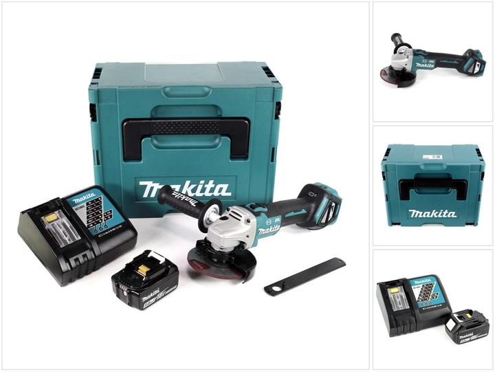 Actual product image Makita DGA 513 RT1J Battery angle grinder 18V 125mm Brushless + 1x battery 5.0Ah + charger + Makpac (125 mm)