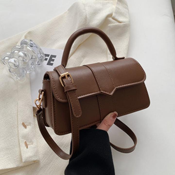 Actual product image Only-Bags.Store Solid colour structured shoulder bag, all-match top handle purse, PU leather handbag