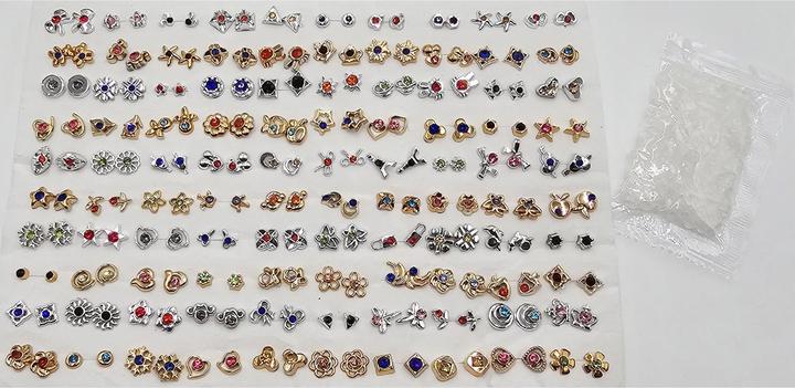 Actual product image ZigZag 100 pairs of assorted stud earrings with 100 rubber stoppers (Plastic)