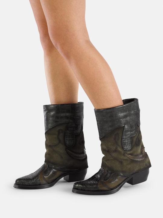 Image du produit Felmini CRETA D608, la botte de cowboy irrévérencieuse de, est équipée de pièces en cuir métallisé qui (36)