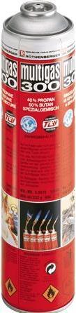 Image du produit Rothenberger Multigas 300 til Rofire Piezo Pro 600ml/338g propane/butane gaz 7/16" EU gevindtilslutnin